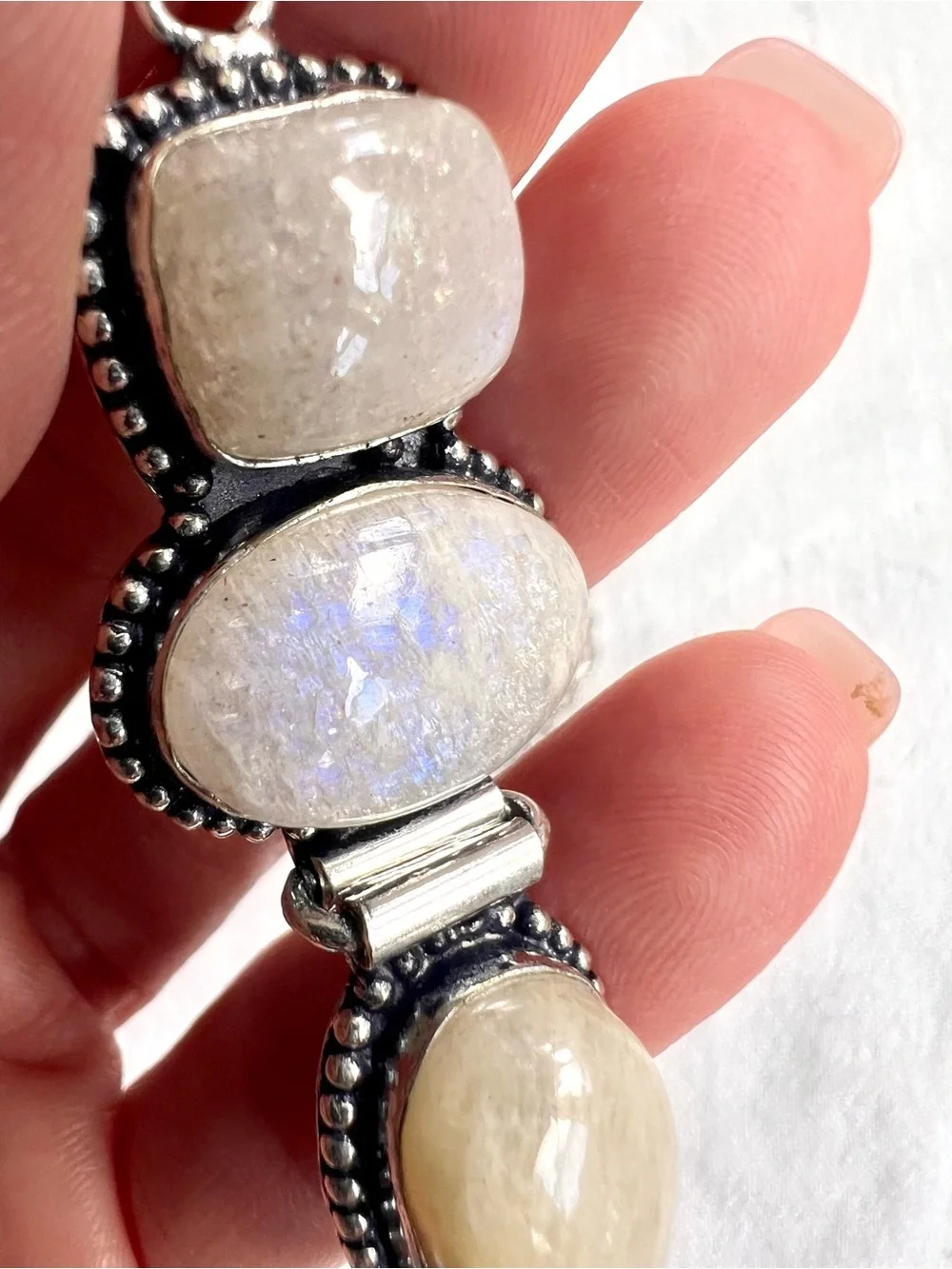 925 Peach Moonstone w/ Subtle Purple Flash Necklace Pendant